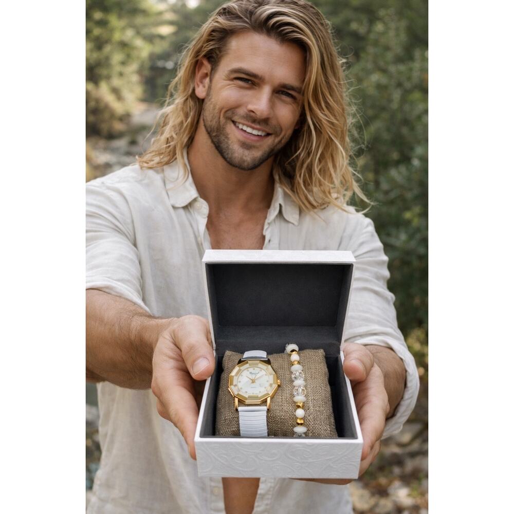 🤍✨ Elegant Watch & Bracelet Set – Soft Glam Stack ✨🤍 New Battery - Picture 5 of 10